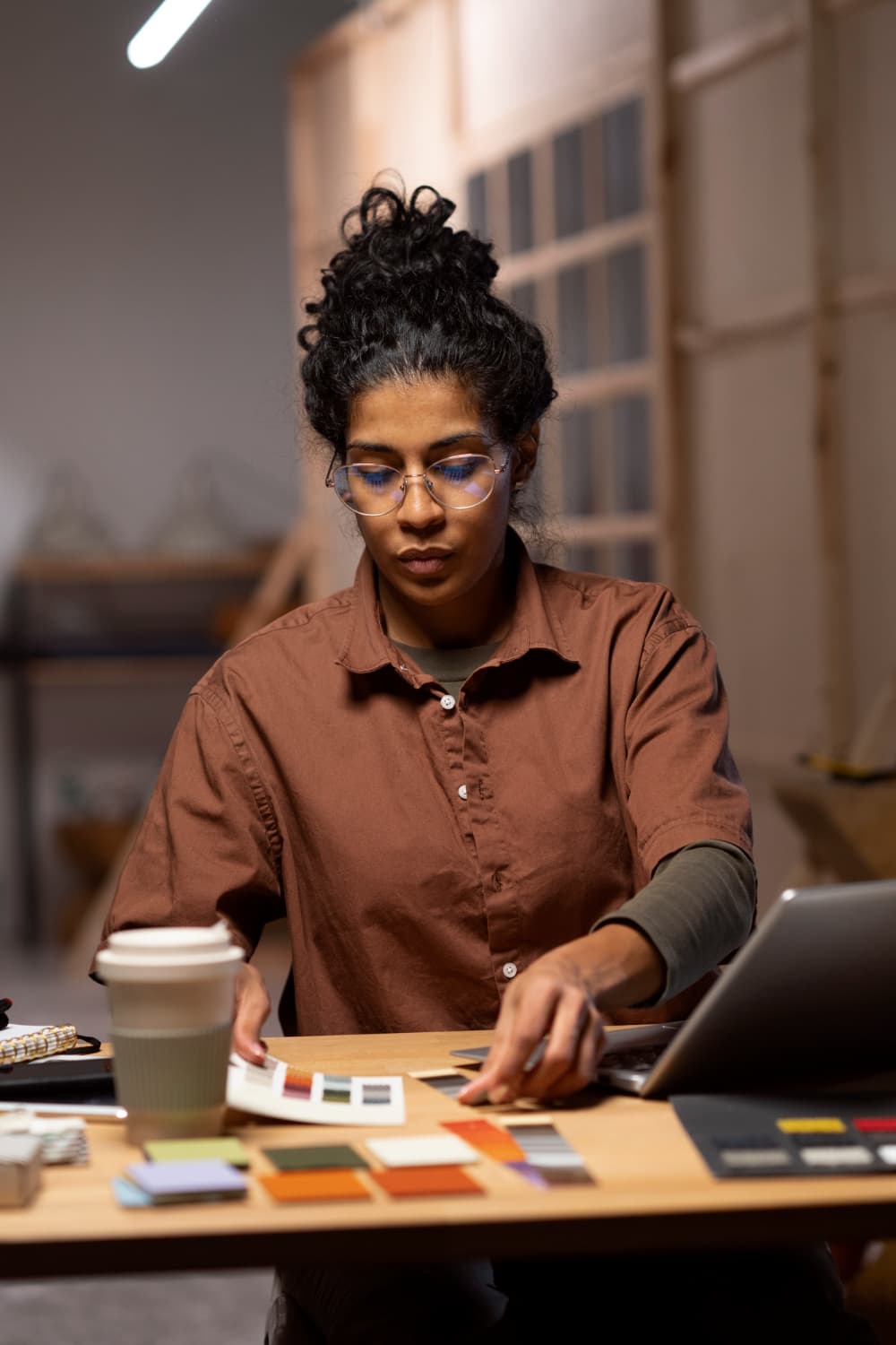 Professional designer working on brand identity projects